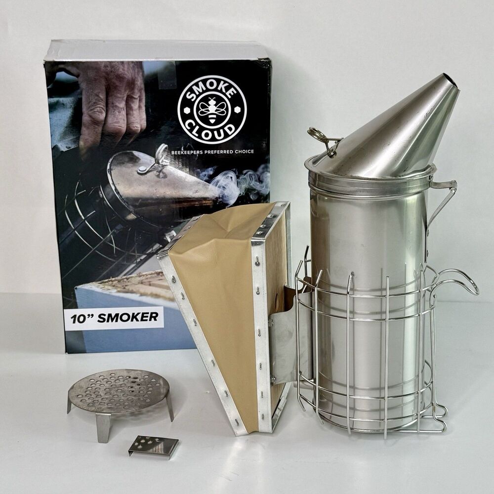 MANN LAKE Smoke Cloud Stainless Steel Bellow 10" Bee Smoker Beekeeping NEW w/box